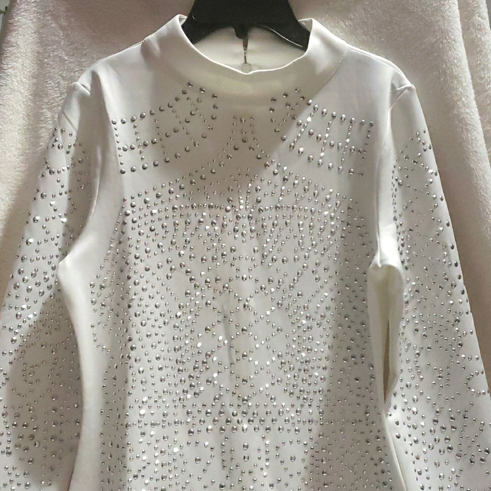 White and Sylver, Stud Detail High Neck Mini Dress